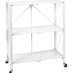 Scaffale multiuso 3 ripiani richiudibili in metallo Bianco Industrial Style