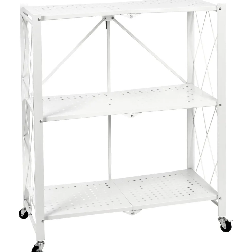 Scaffale multiuso 3 ripiani richiudibili in metallo Bianco Industrial Style