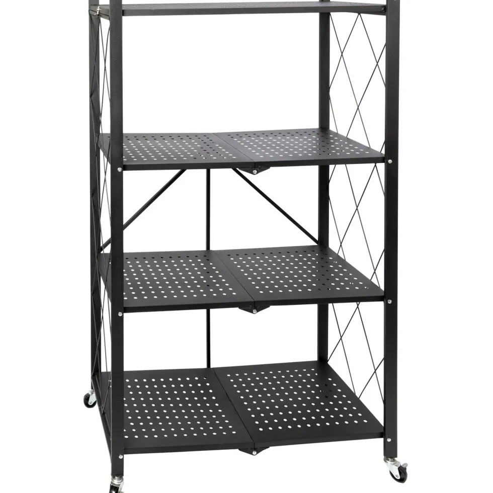 Scaffale multiuso 4 ripiani richiudibili in metallo Nero Industrial Style