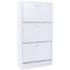 Scarpiera 3 ante in MDF Effetto Legno Bianco h120x63x24 cm
