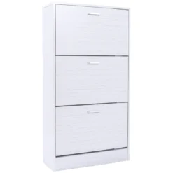 Scarpiera 3 ante in MDF Effetto Legno Bianco h120x63x24 cm