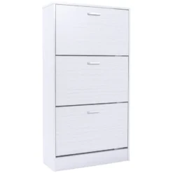 Scarpiera 3 ante in MDF Effetto Legno Bianco h120x63x24 cm