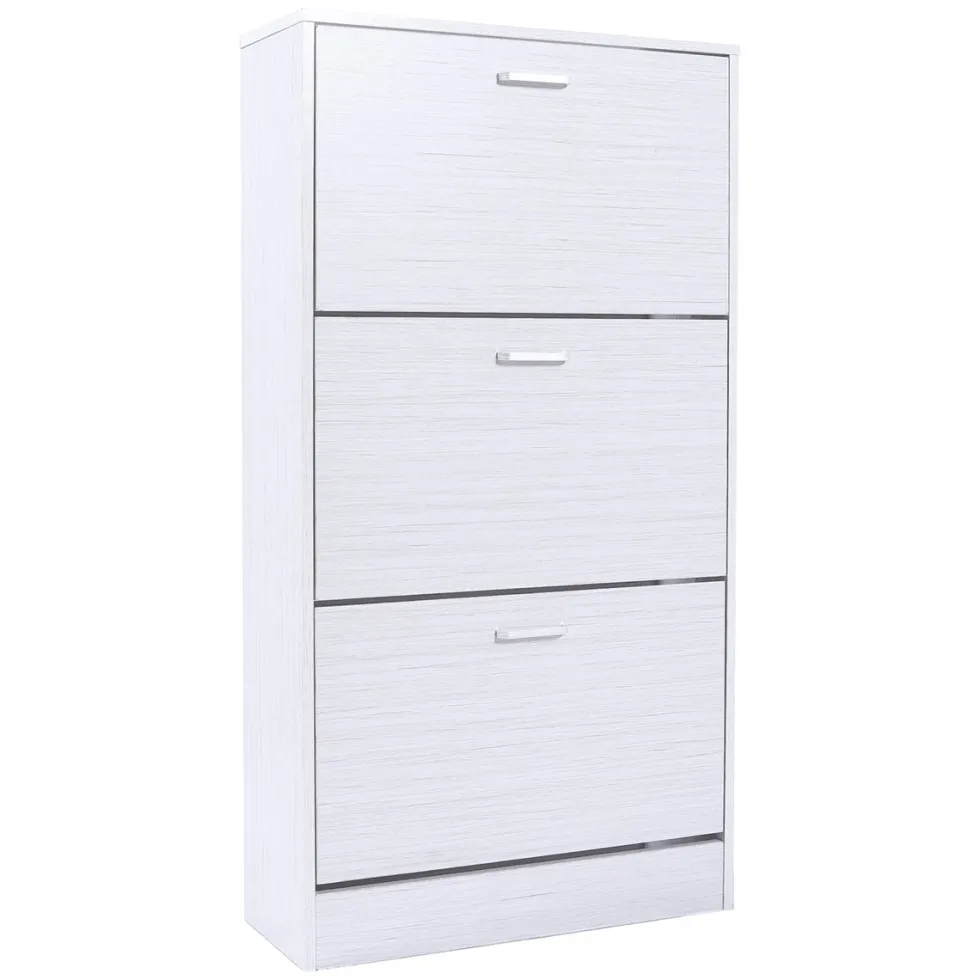 Scarpiera 3 ante in MDF Effetto Legno Bianco h120x63x24 cm
