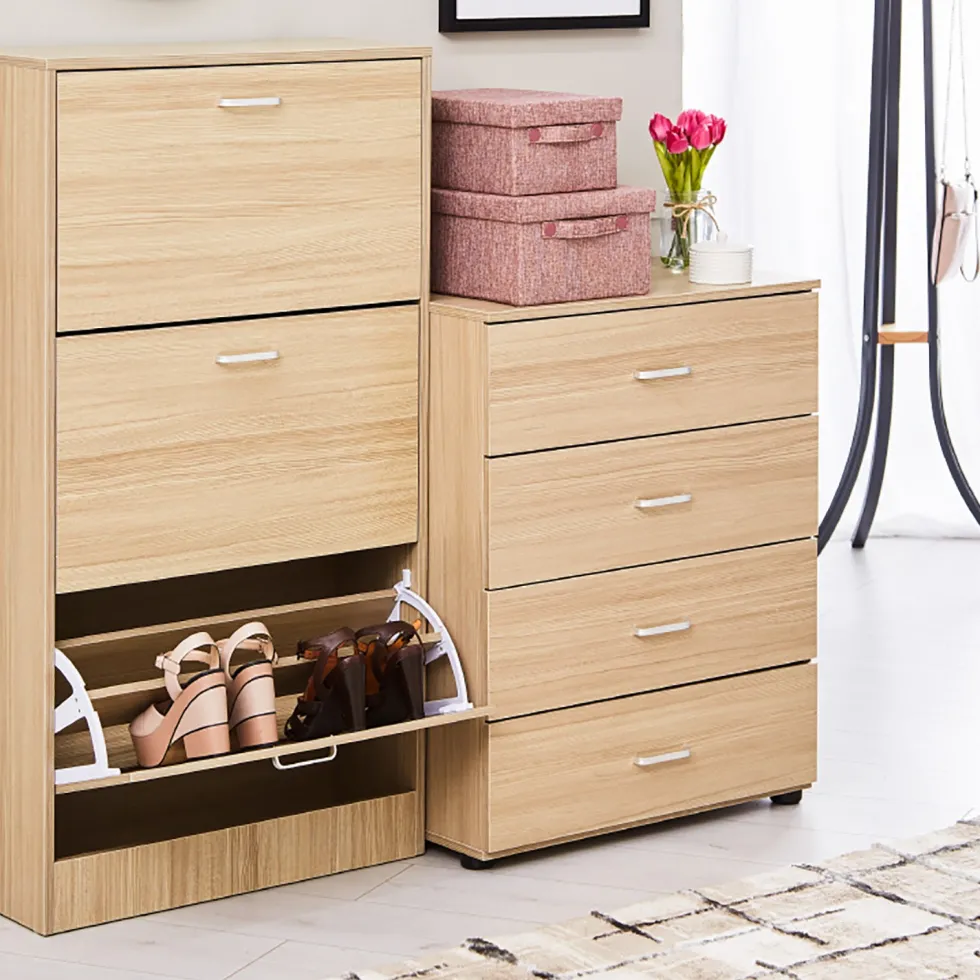 Scarpiera 3 ante in MDF Effetto Legno Naturale h115x60x24 cm