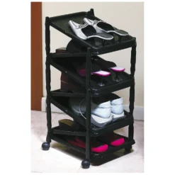 Scarpiera Estensibile ZIP 7 Posti Nero h62,5x36x30 cm