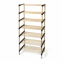 Scarpiera multiuso 7 ripiani in legno di pino 3 in 1 Linea Woodpine