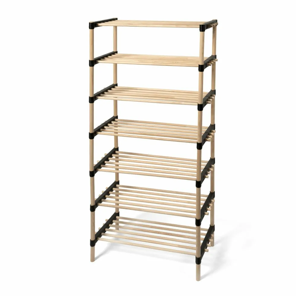 Scarpiera multiuso 7 ripiani in legno di pino 3 in 1 Linea Woodpine