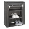 Scarpiera 3 Ripiani in Metallo e TNT 9 Posti Grigio Scuro h80x60x30 cm