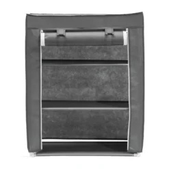 Scarpiera 3 Ripiani in Metallo e TNT 9 Posti Grigio Scuro h80x60x30 cm