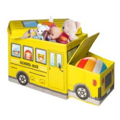 Scatola Portaoggetti Salvaspazio a Forma di Scuolabus per Giocattoli Linea Baby Cute