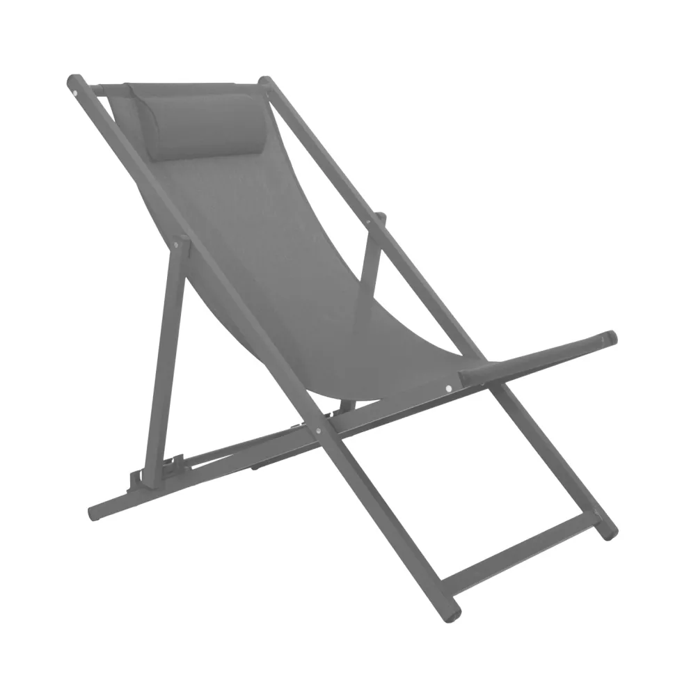 Sdraio Pieghevole con Cuscino in alluminio Grigio