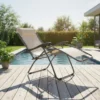 Sdraio Reclinabile da Giardino Beige con Cuscino h108x175x65 cm
