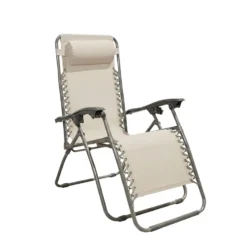 Sdraio Reclinabile da Giardino Beige con Cuscino h108x175x65 cm