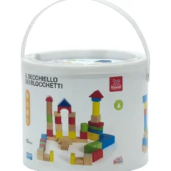 Secchiello Blocchetti di legno 50 pezzi Linea Woodworld