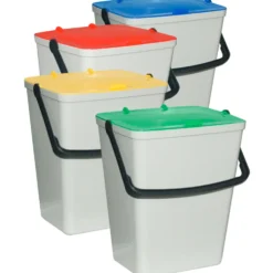 Secchi per raccolta differenziata con coperchio 4 pezzi multicolor da 15 litri cadauno