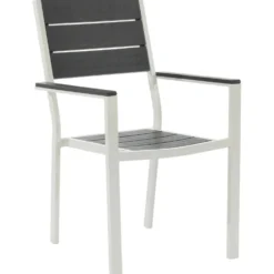 Sedia da giardino in acciaio Bianco con Doghe Effetto Legno Antracite