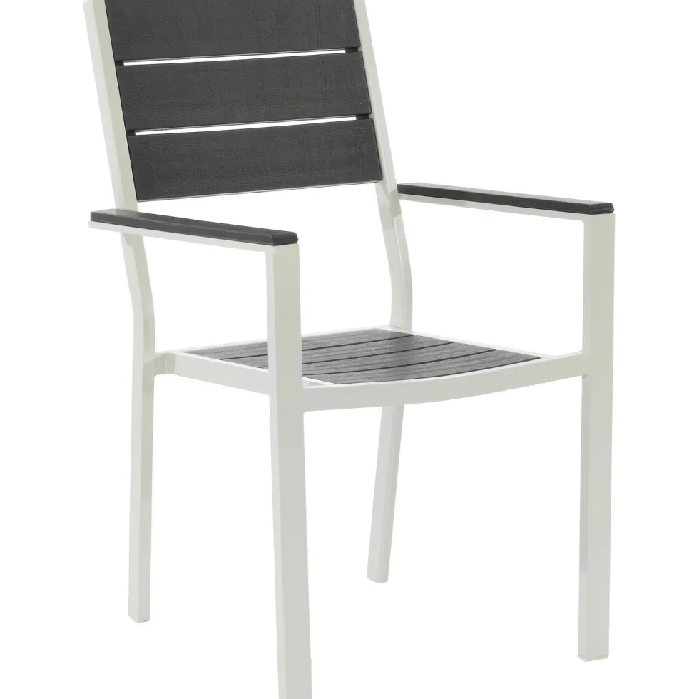 Sedia da giardino in acciaio Bianco con Doghe Effetto Legno Antracite