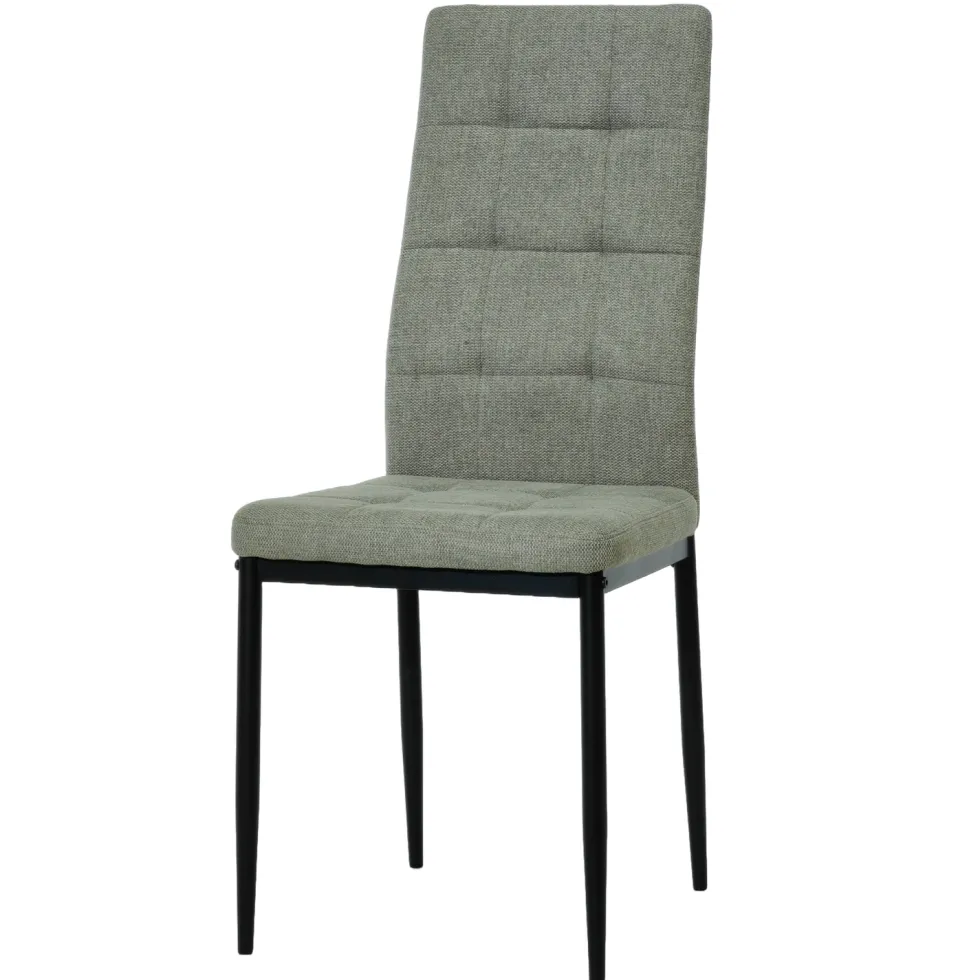 Sedia da pranzo in tessuto Grigio Chiaro con struttura in metallo Nero