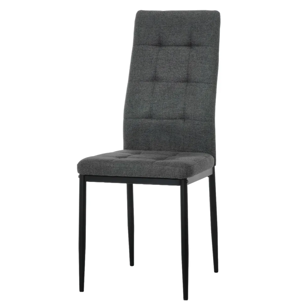 Sedia da pranzo in tessuto Grigio Scuro con struttura in metallo Nero