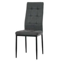 Sedia da pranzo in tessuto Grigio Scuro con struttura in metallo Nero