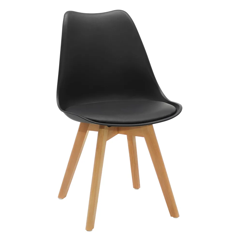 Sedia Design Scandinavo con Gambe in Legno Nera