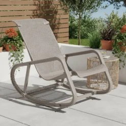 Sedia Dondolo da giardino in Polipropilene Tortora con Protezione UV