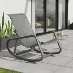 Sedia Dondolo da giardino in Polipropilene Antracite con Protezione UV