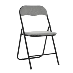 Sedia Pieghevole in Lino Grigio chiaro