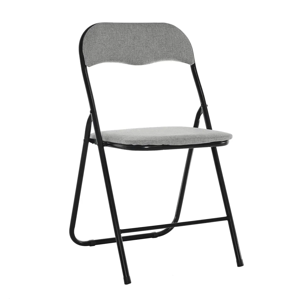 Sedia Pieghevole in Lino Grigio chiaro