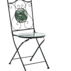 Sedia Pieghevole in metallo nero con Decoro foglie