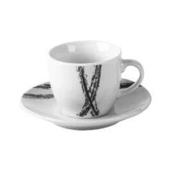 Servizio da caffè in Porcellana 6 tazzine con piattini Abstract Black