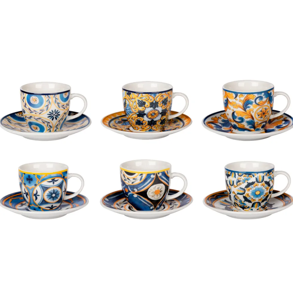 Servizio da caffè in Porcellana 6 tazzine con piattini Linea Erice 9 cl