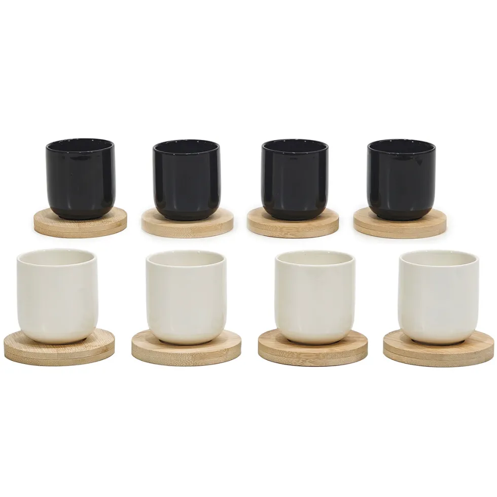 Servizio da caffè Set 4 Tazzine con Piattini Bamboo 10,5 cl