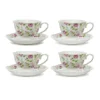Servizio da Tè in ceramica Romantic 4 Tazze con Piattino 20 cl