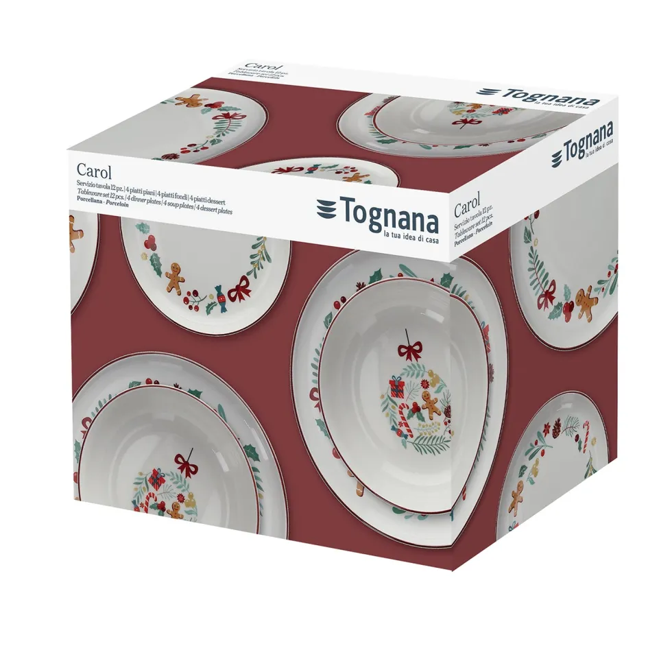 Servizio di piatti Carol in porcellana Linea Edge 12 pezzi