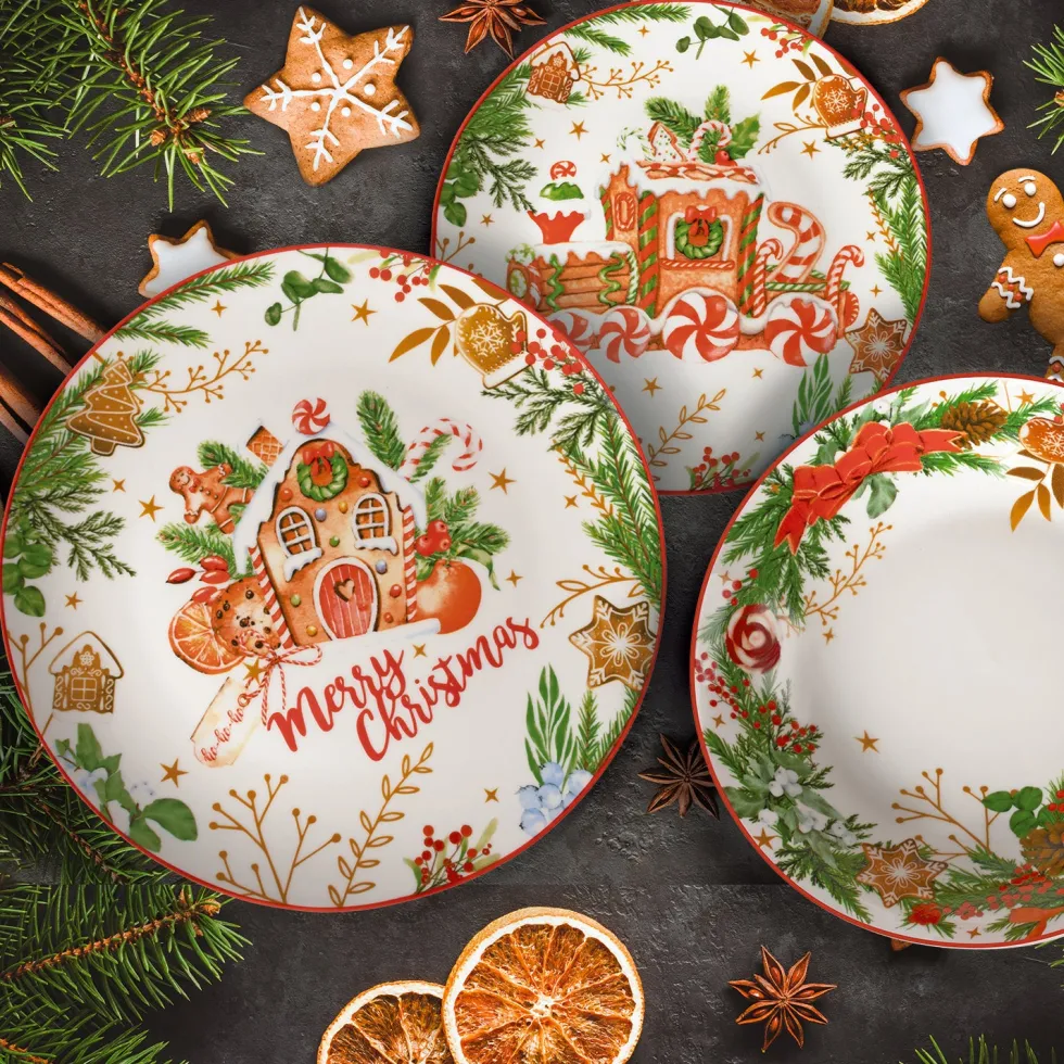 Servizio di piatti Christmas Cookies in porcellana 18 pezzi