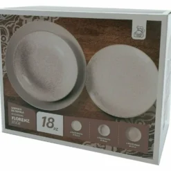 Servizio di piatti Florenz beige in stoneware 18 pezzi