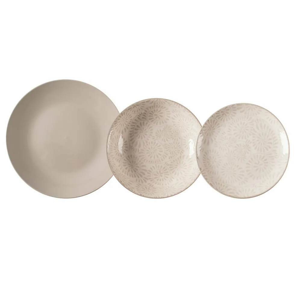 Servizio di piatti Florenz beige in stoneware 18 pezzi