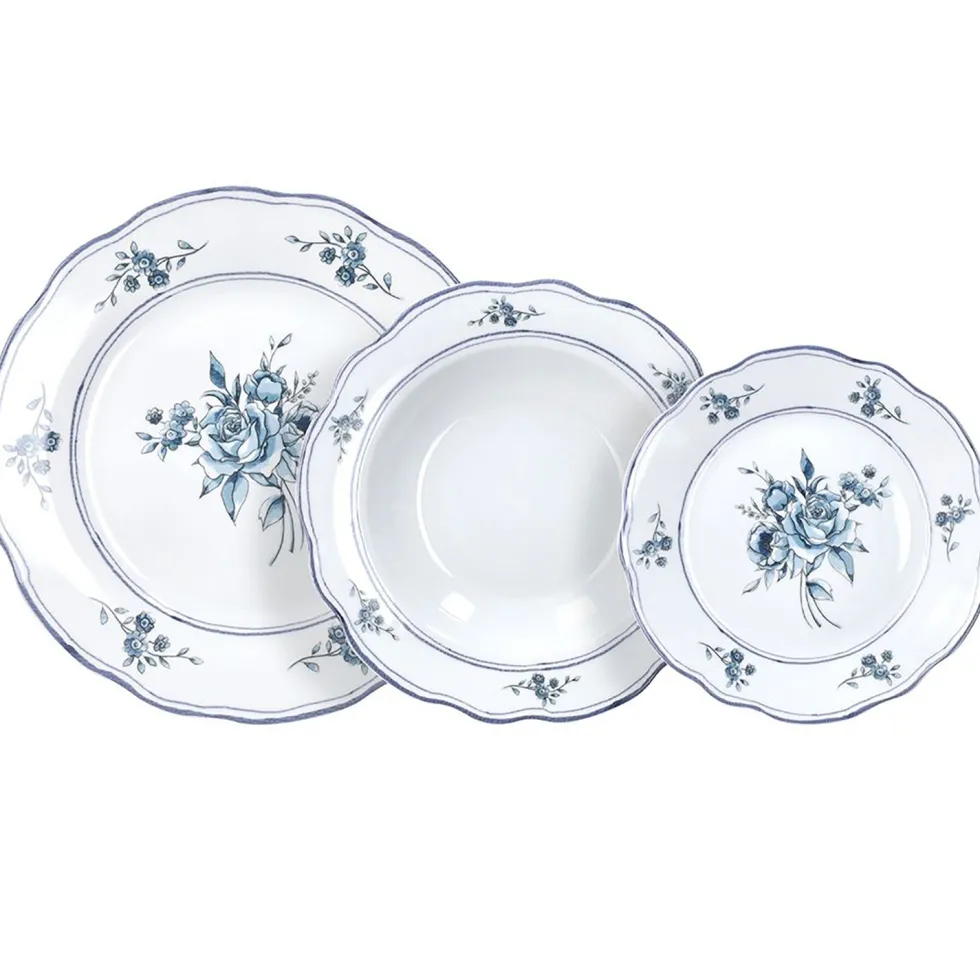 Servizio di piatti Heritage Florals Blu in Porcellana Linea Cappettata