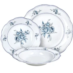 Servizio di piatti Heritage Florals Blu in Porcellana Linea Cappettata