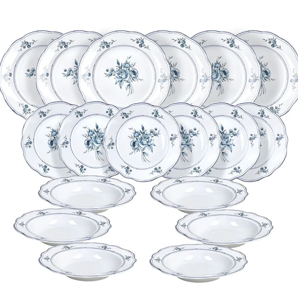 Servizio di piatti Heritage Florals Blu in Porcellana Linea Cappettata