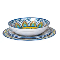 Servizio di piatti in melamina con Decorazioni Maioliche Multicolor 12 pezzi