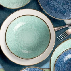 Servizio di piatti in stoneware Gaonas Ocean Embossed Pad 18 pezzi