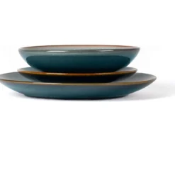 Servizio di piatti in stoneware Haruki Reactive Blue 18 pezzi