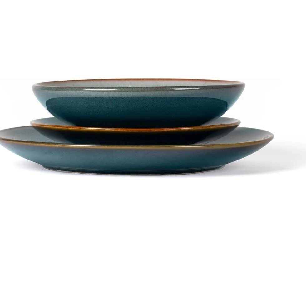 Servizio di piatti in stoneware Haruki Reactive Blue 18 pezzi