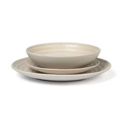 Servizio di piatti in stoneware Maya Pad Printing Bianco 18 pezzi