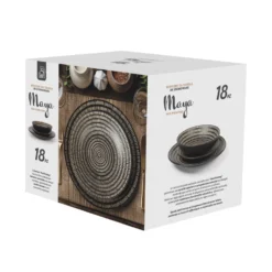 Servizio di piatti in stoneware Maya Pad Printing Nero 18 pezzi