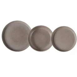 Servizio di piatti in Stoneware Nordica Tortora 18 pezzi