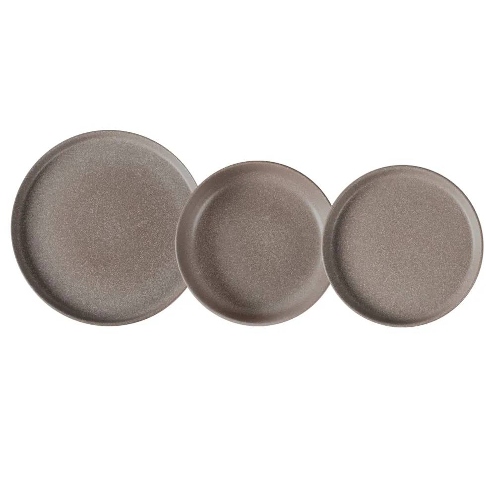 Servizio di piatti in Stoneware Nordica Tortora 18 pezzi