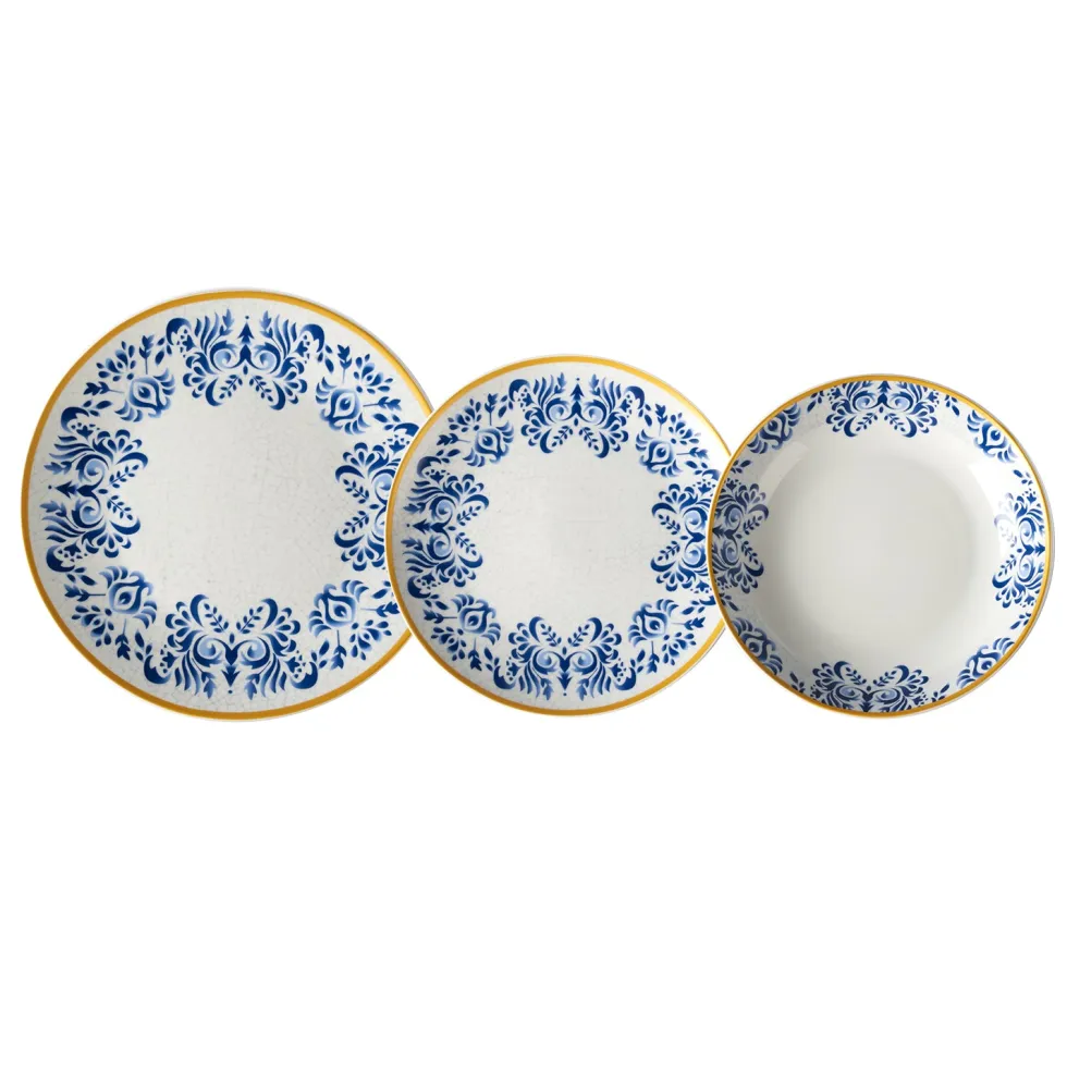 Servizio di Piatti Linea Zulema Blue in Porcellana 18 Pezzi